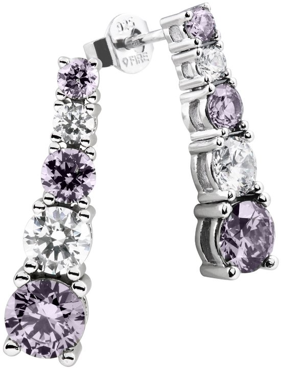 Diamonfire - Zilveren oorhangers Cocktail - Zirkonia - Grijs